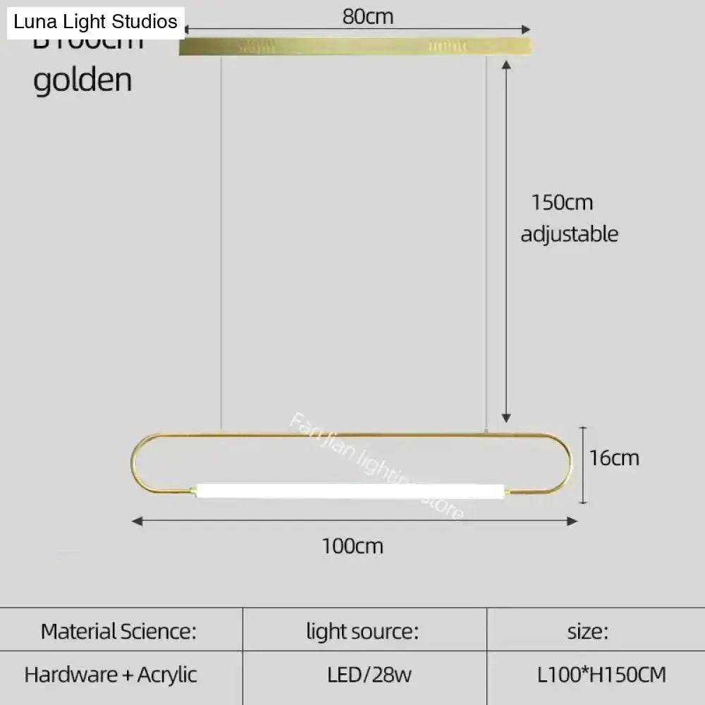 Decorbites black pendant light with 100 cm wide curved bar and 150 cm adjustable suspension on Tampa Home & Garden Store
