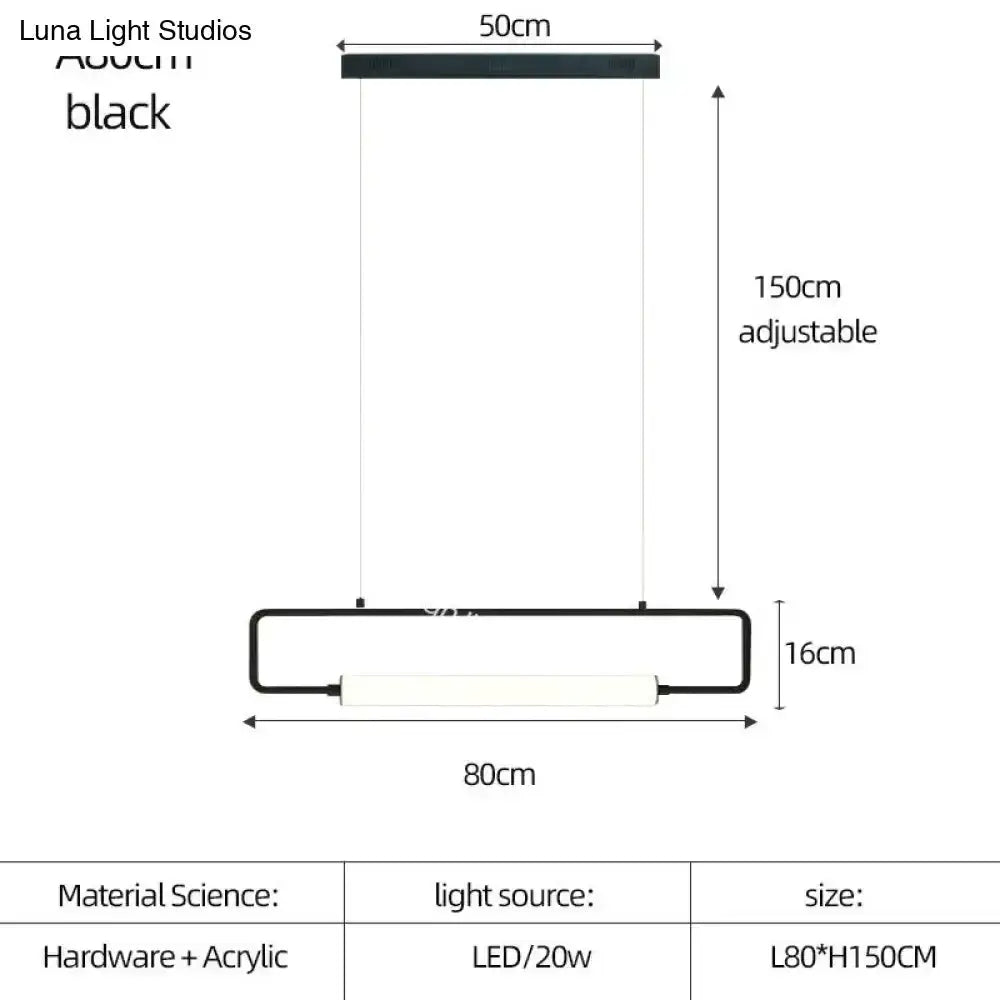 Pendant light Decorbites black Nordic minimalist bar, LED 20W, 80cm wide, 150cm drop on Tampa Home & Garden Store
