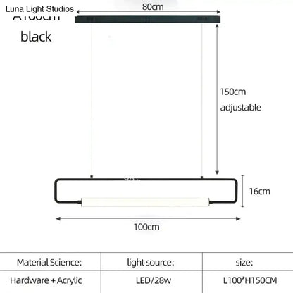 Pendant light Decorbites modern black Nordic bar with LED tube for kitchen on Tampa Home & Garden Store