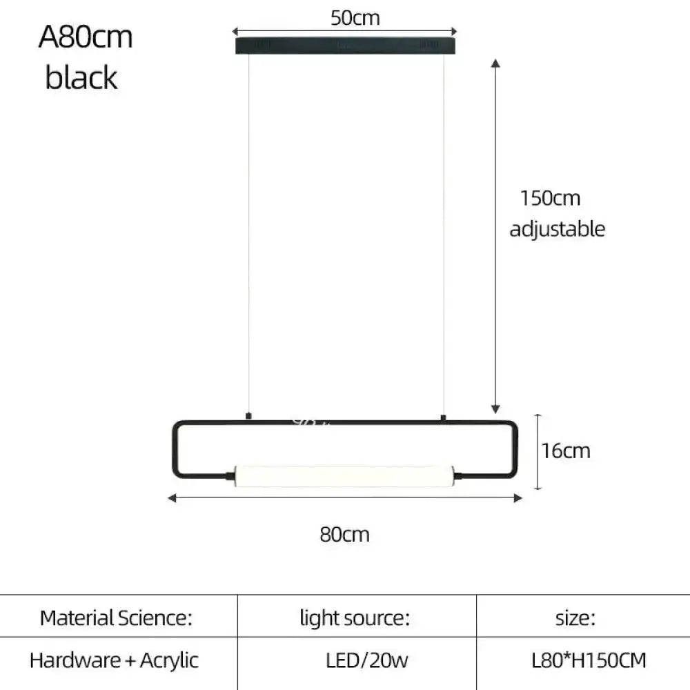 Black Nordic minimalist LED pendant light with rectangular bar by Decorbites on Tampa Home & Garden Store