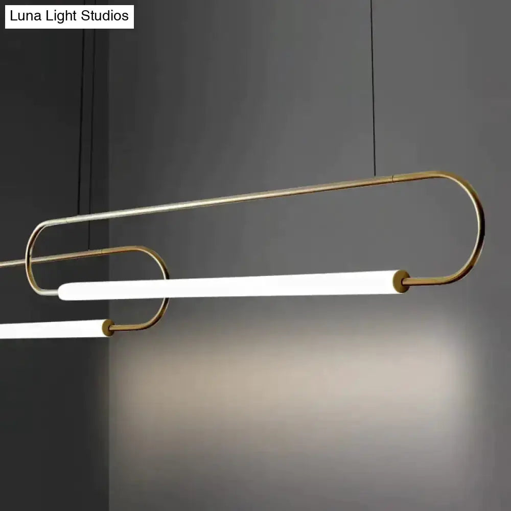 Decorbites pendant light: modern black Nordic minimalist bar with gold-tone loops and dual LEDs on Tampa Home & Garden Store