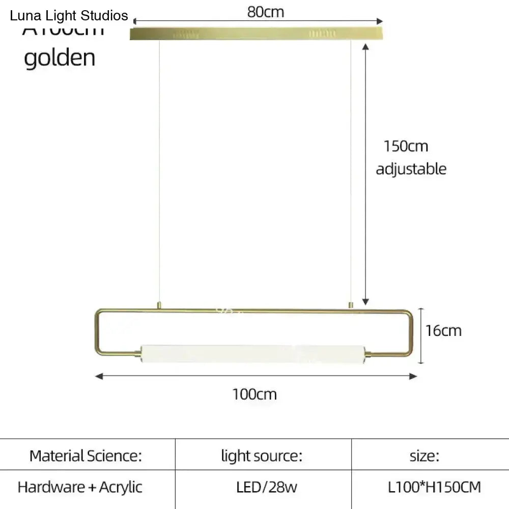 Pendant light Decorbites LED bar, modern Nordic minimalist kitchen fixture, 100cm wide brass on Tampa Home & Garden Store