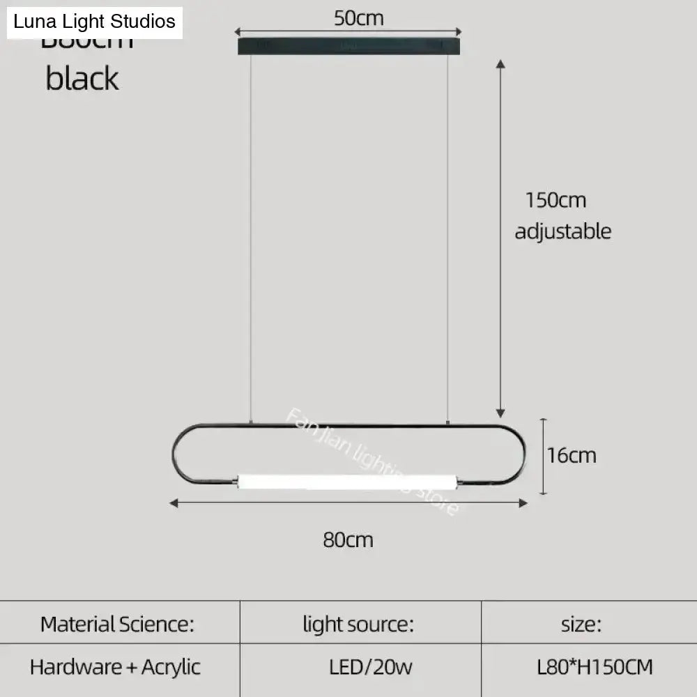 Pendant Light black Nordic bar LED fixture 80cm long on Tampa Home & Garden Store