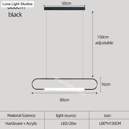 Pendant Light black Nordic bar LED fixture 80cm long on Tampa Home & Garden Store