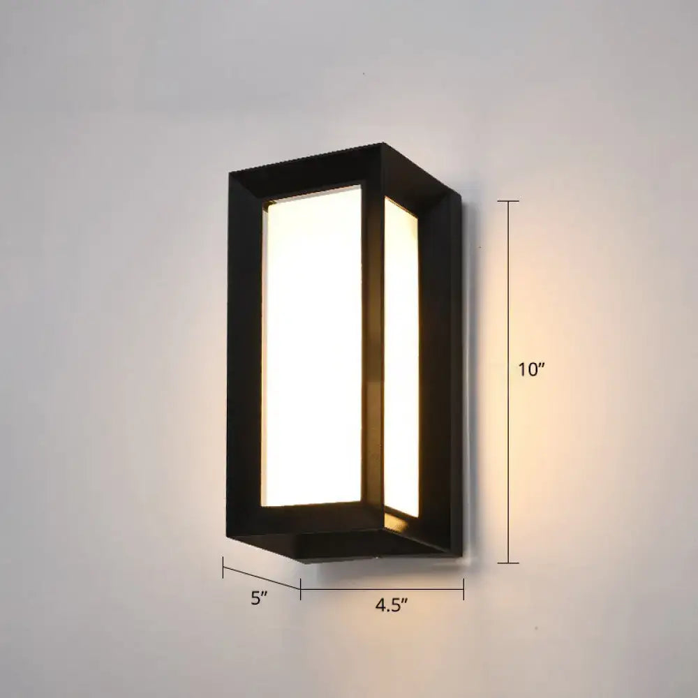 Decorbites black metal frame LED wall sconce with frosted panels, 10 inches tall on Tampa Home & Garden Store