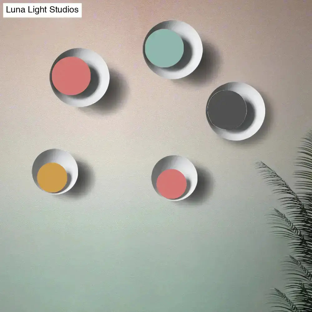 Decorbites modern circle sconce lights pink teal gray five wall fixtures on Tampa Home & Garden Store