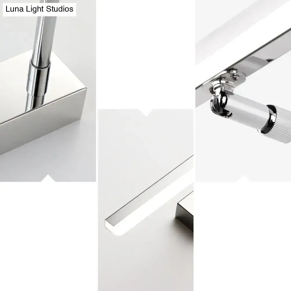 Chrome pivoting bar LED vanity light on wall mount with adjustable arm by Luna Light Studios on Tampa Home & Garden Store