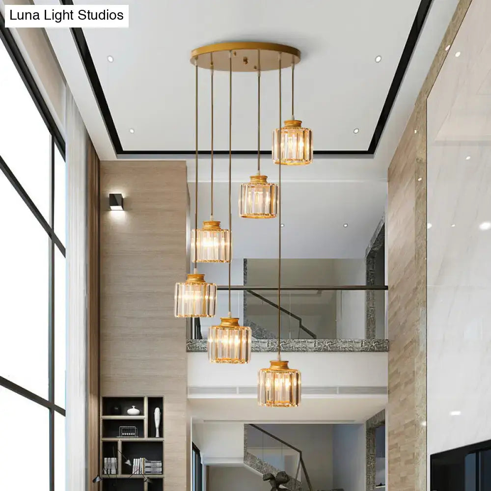 Black crystal cylindrical stairway pendant lights by Decorbites on Tampa Home & Garden Store