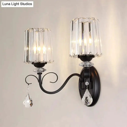 Black Prismatic Crystal Wall Lamp for Living Room