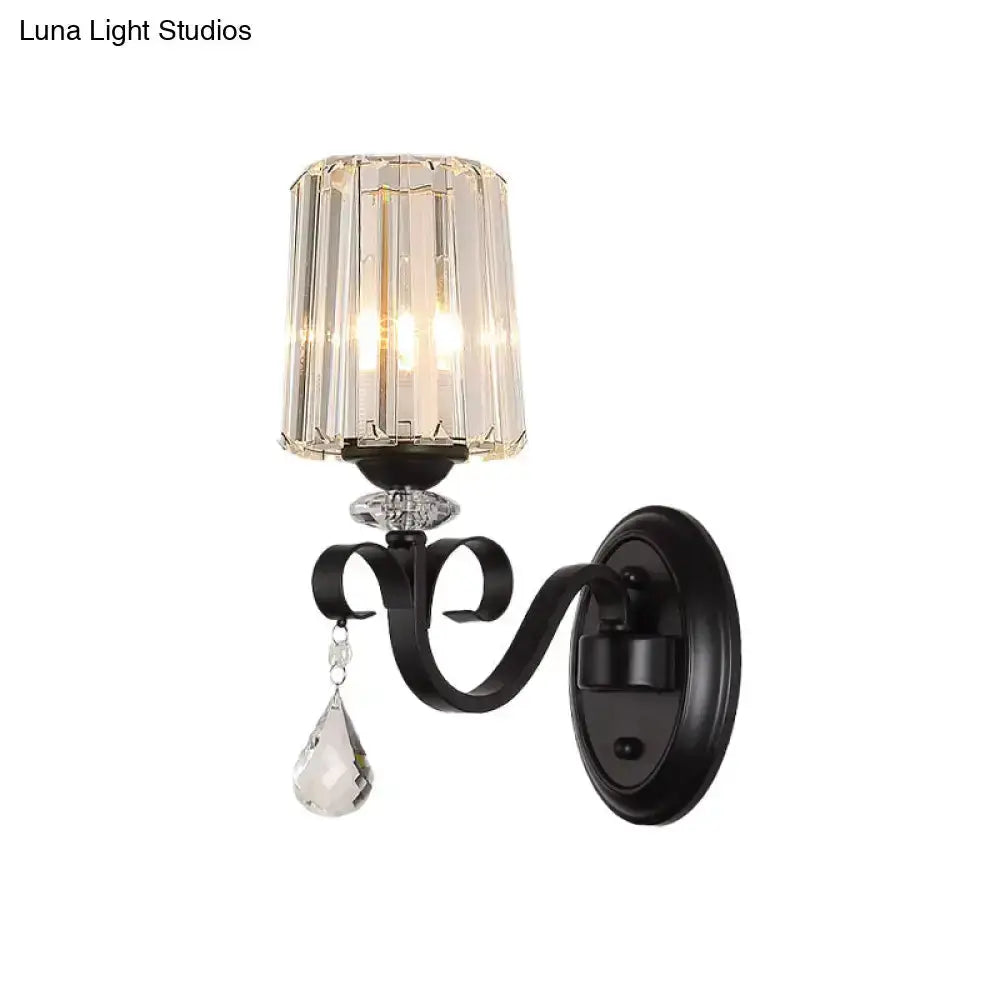 Black Prismatic Crystal Wall Lamp for Living Room