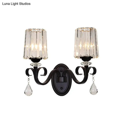 Black Prismatic Crystal Wall Lamp for Living Room