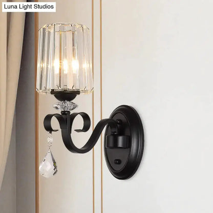 Black Prismatic Crystal Wall Lamp for Living Room
