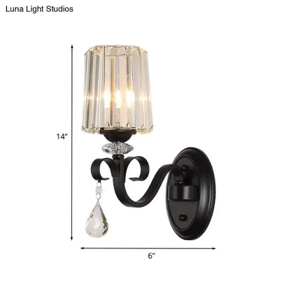 Black Prismatic Crystal Wall Lamp for Living Room