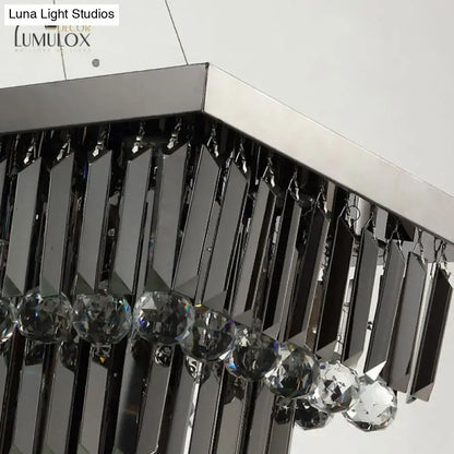 Black crystal rectangle chandelier with faceted prisms and hanging beads Decorbites on Tampa Home & Garden Store