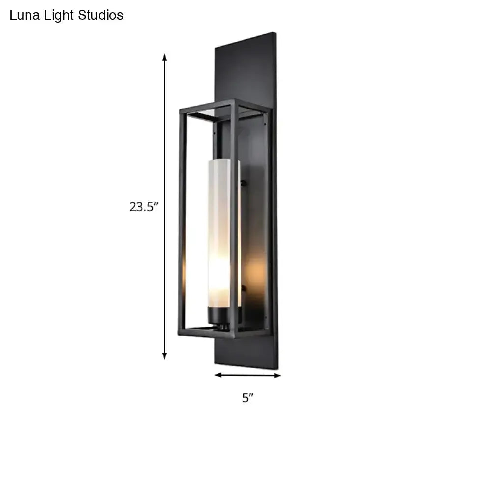 Modern black rectangular wall lamp with glass shade for living room by Decorbites, 23.5in tall on Tampa Home & Garden Store
