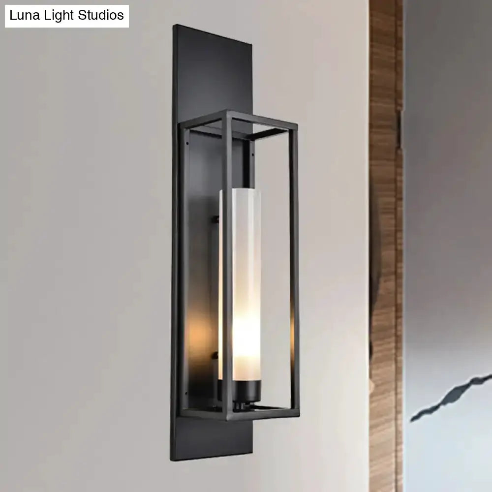 Black rectangular wall lamp with glass shade for living room by Decorbites on Tampa Home & Garden Store