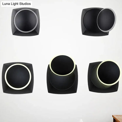 Decorbites Black Industrial LED Sconce set of 5 with square backplates and circular LED rings on Tampa Home & Garden Store