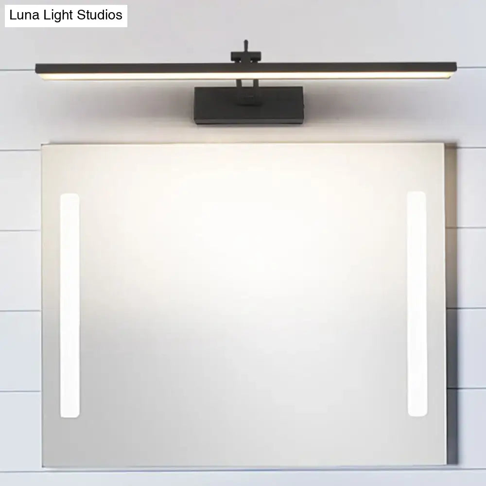 Black rotatable vanity sconce Decorbites with bar light above a mirror and LED side lights on Tampa Home & Garden Store