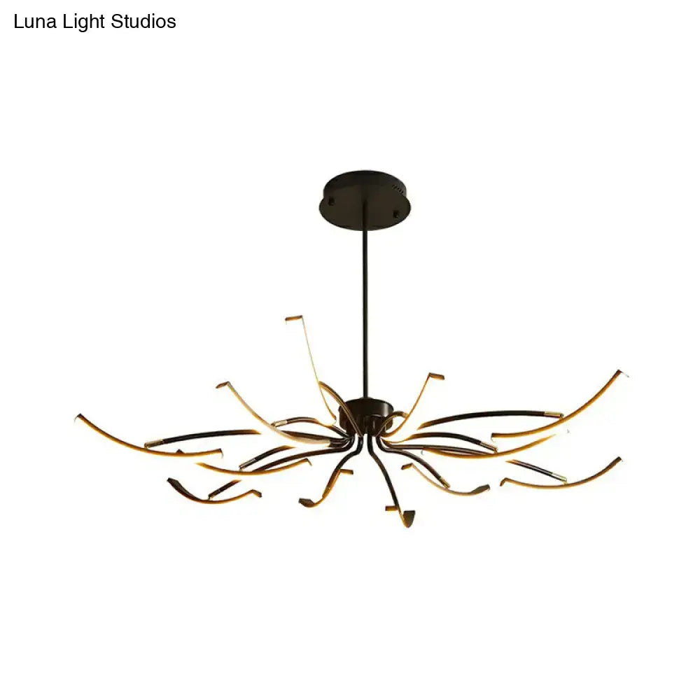 Black Rotating LED Chandelier by Decorbites with curved gold-tipped arms on Tampa Home & Garden Store