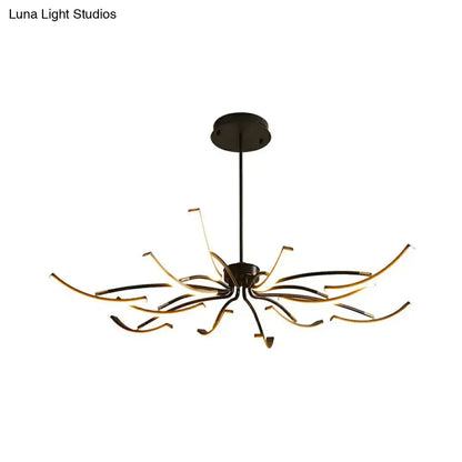 Black Rotating LED Chandelier by Decorbites with curved gold-tipped arms on Tampa Home & Garden Store