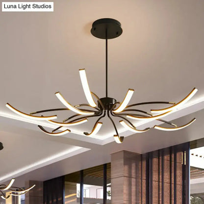 Black rotating LED chandelier with curved metal arms by Decorbites on Tampa Home & Garden Store