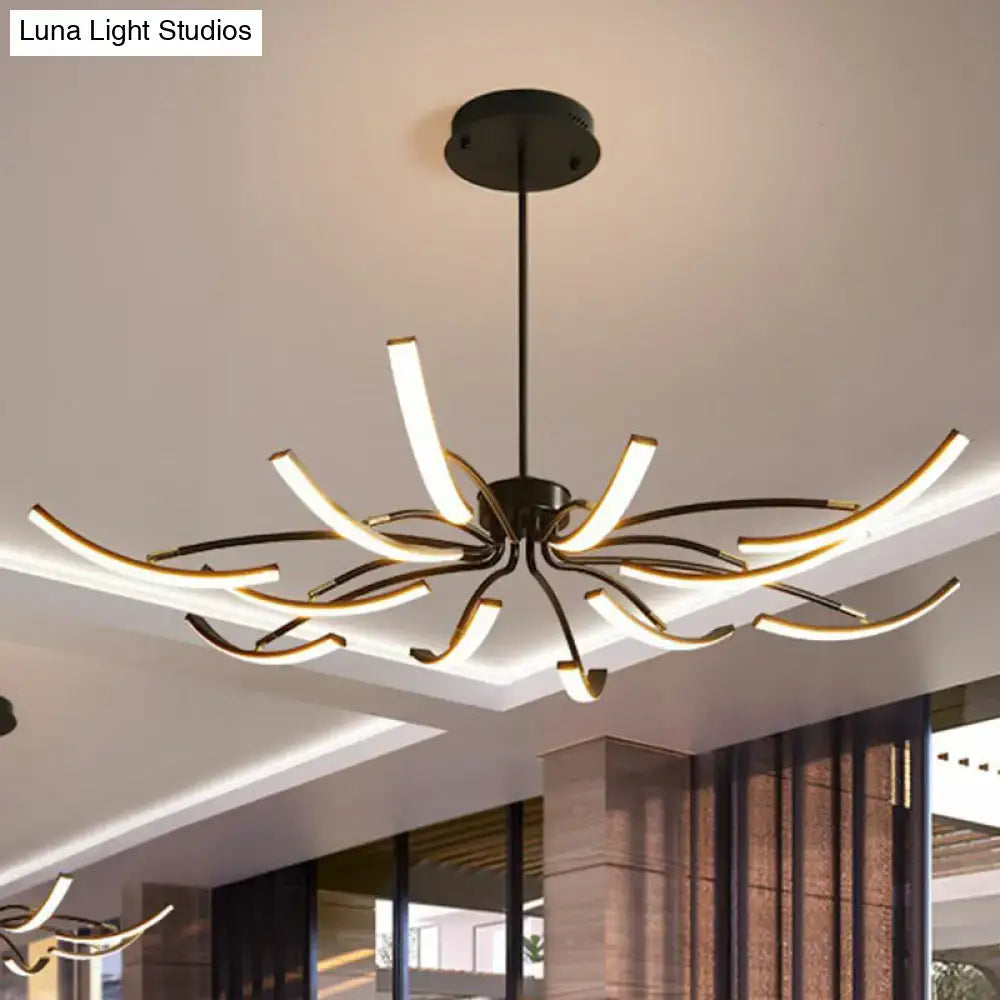 Black Rotating LED Chandelier by Decorbites, ceiling fixture with curved arms and warm LEDs on Tampa Home & Garden Store