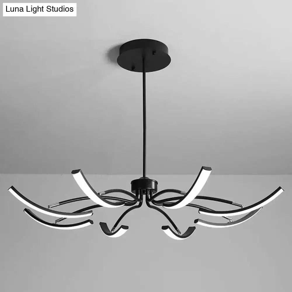 Black Rotating LED Chandelier with curved metal arms and bright LEDs on Tampa Home & Garden Store