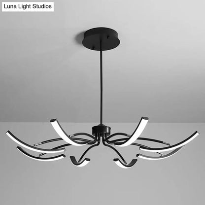 Black Rotating LED Chandelier with curved metal arms and bright LEDs on Tampa Home & Garden Store