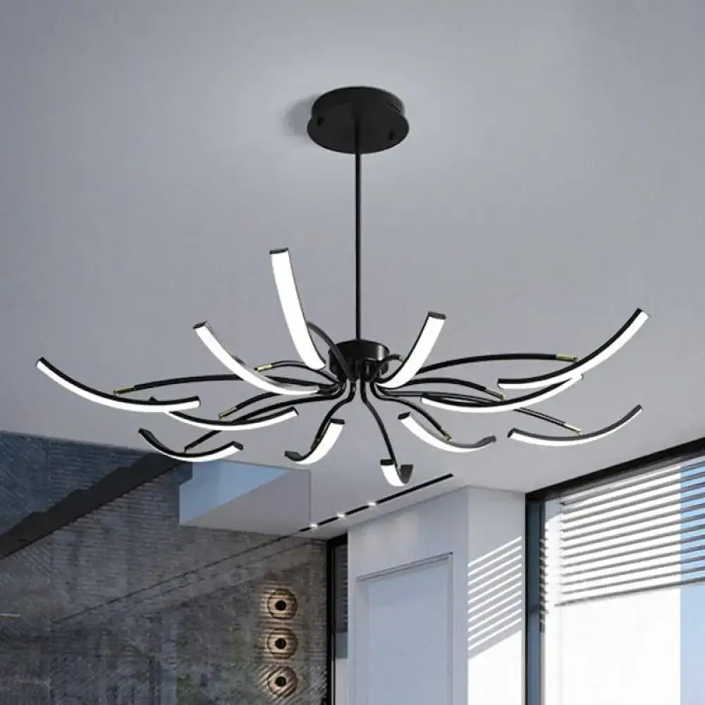 Black rotating LED chandelier with curved metal arms, Decorbites on Tampa Home & Garden Store