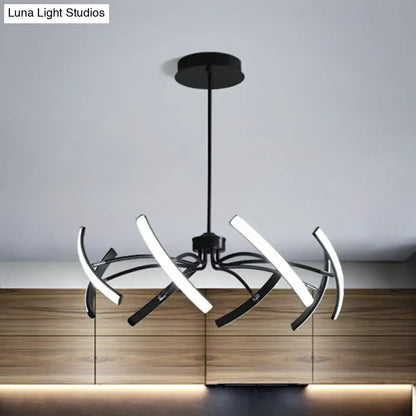 Black rotating LED chandelier with curved light bars Decorbites on Tampa Home & Garden Store