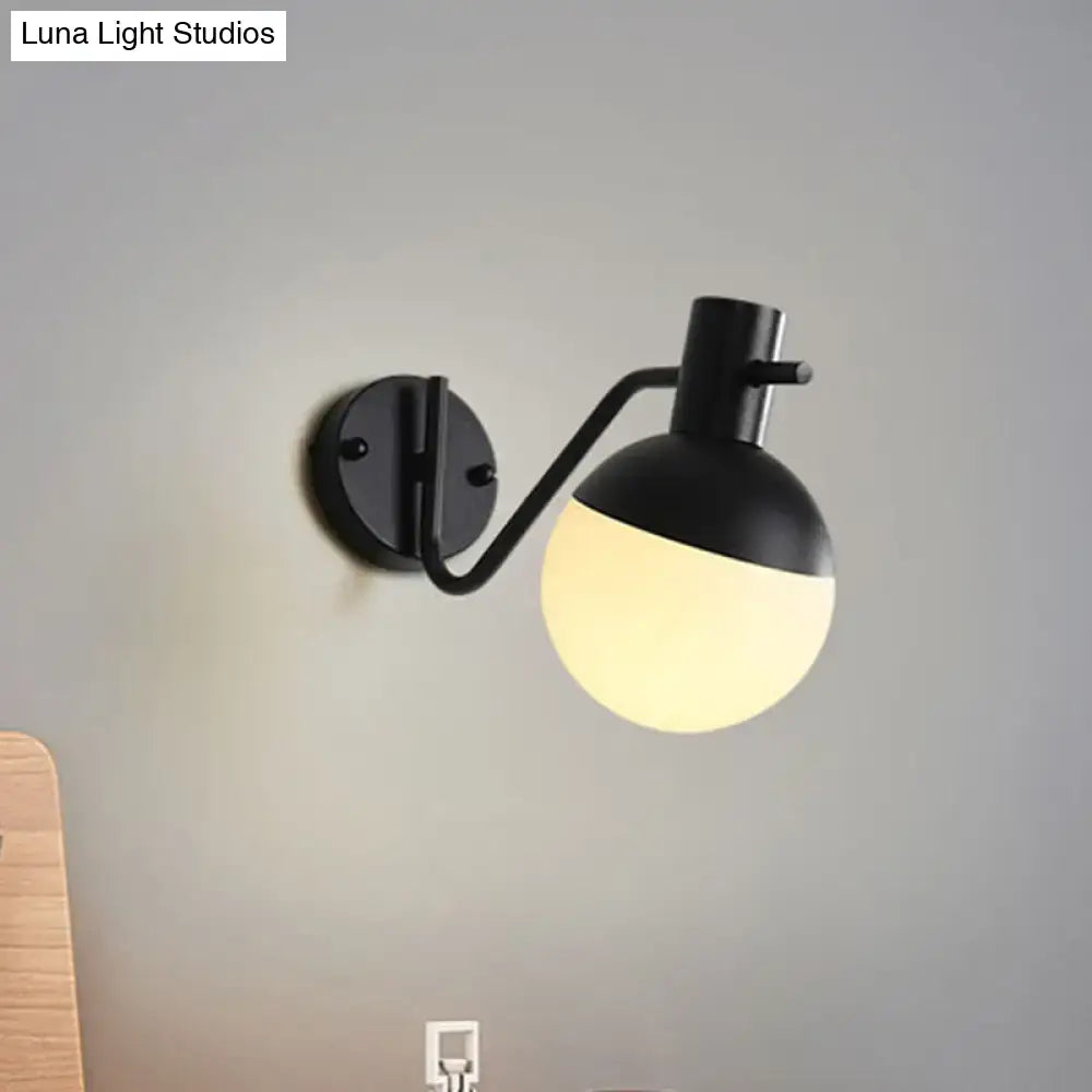Black Glass Shade Sconce by Decorbites with curved arm and wall mount on Tampa Home & Garden Store