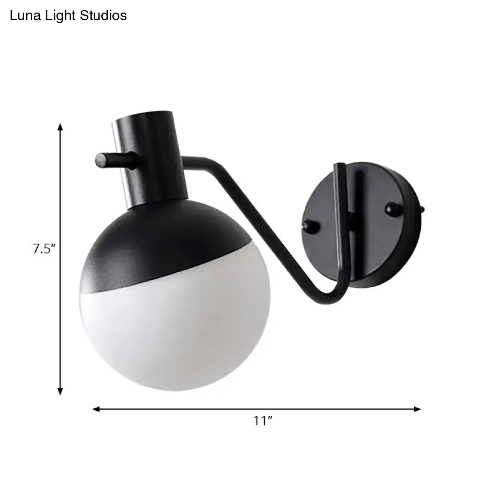 Black Glass Shade Sconce by Decorbites with arm and wall mount, two-tone globe shade 7.5in high on Tampa Home & Garden Store
