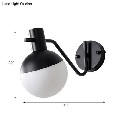 Black Glass Shade Sconce by Decorbites with arm and wall mount, two-tone globe shade 7.5in high on Tampa Home & Garden Store