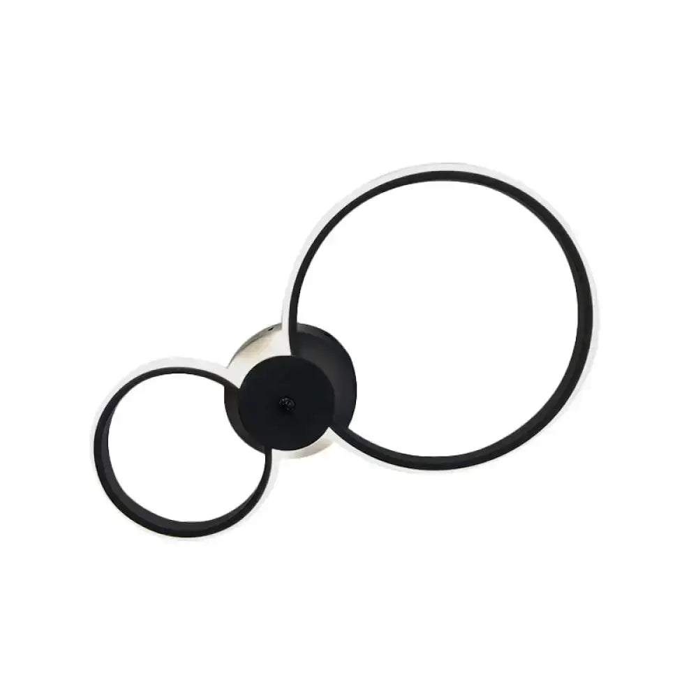 Modern black & silver LED hoop wall lamp with dual rings by Decorbites on Tampa Home & Garden Store