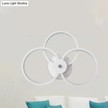 Three-ring LED hoop wall lamp by Decorbites, black & silver finish for bedroom decor on Tampa Home & Garden Store