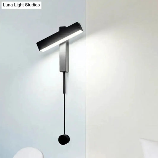 Modern black and silver LED wall lamp with adjustable arm and pull chain Decorbites on Tampa Home & Garden Store