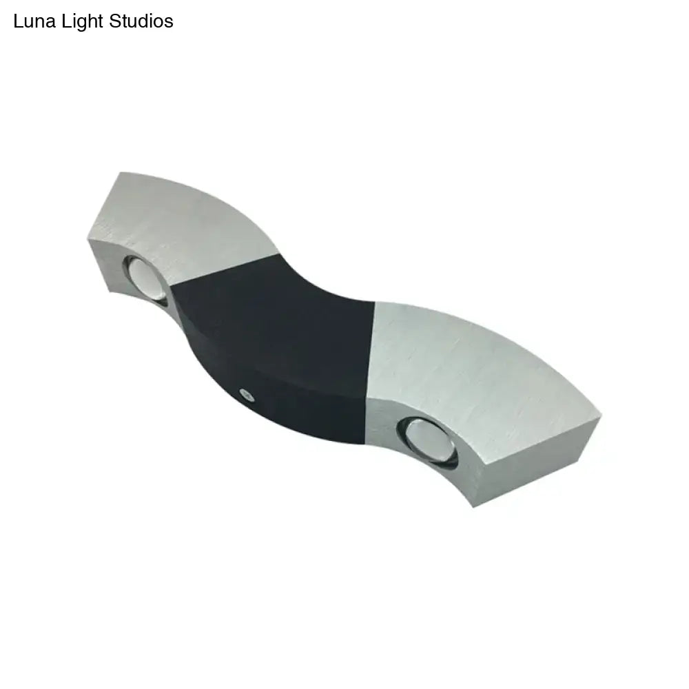 Black modern multicolor LED wall sconce by Decorbites, silver ends and black center, dual LEDs on Tampa Home & Garden Store