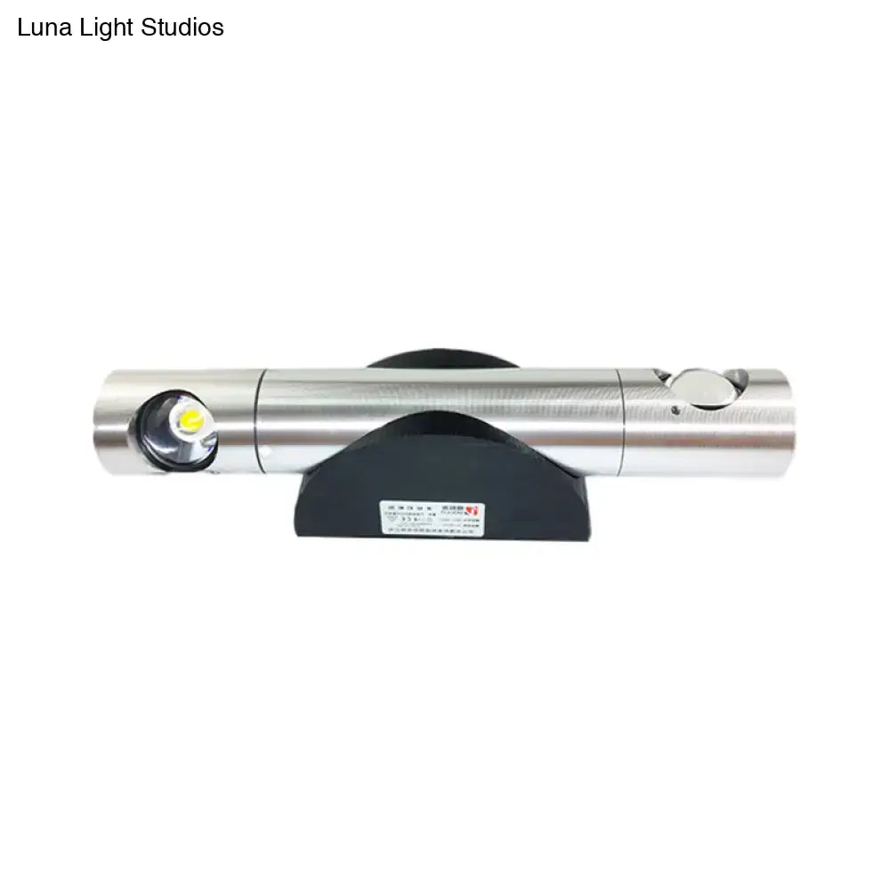 Decorbites Black LED Tube Fixture with silver metal tubes and black mounting base on Tampa Home & Garden Store