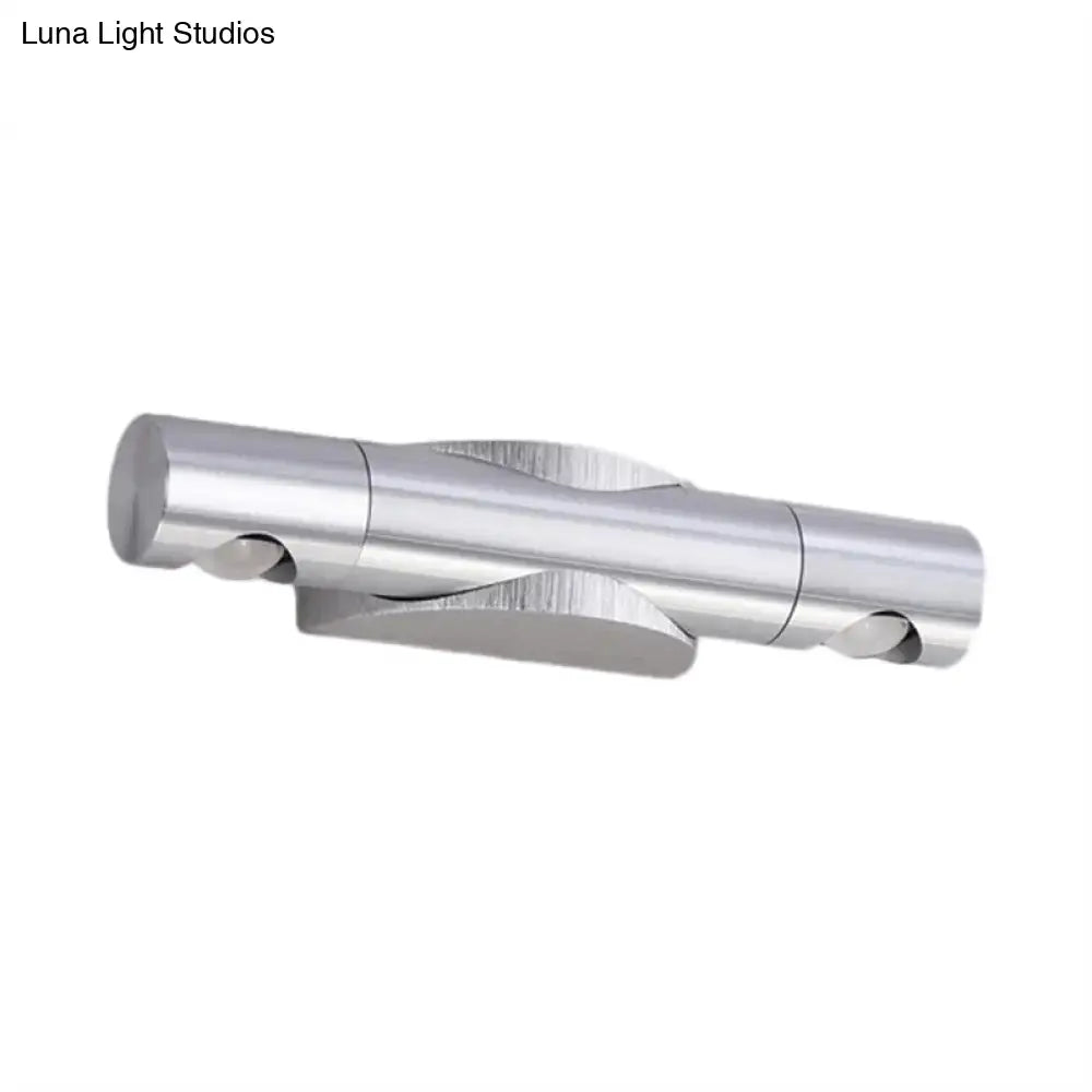 Silver metal LED tube fixture with dual cylindrical ends and twist center on Tampa Home & Garden Store