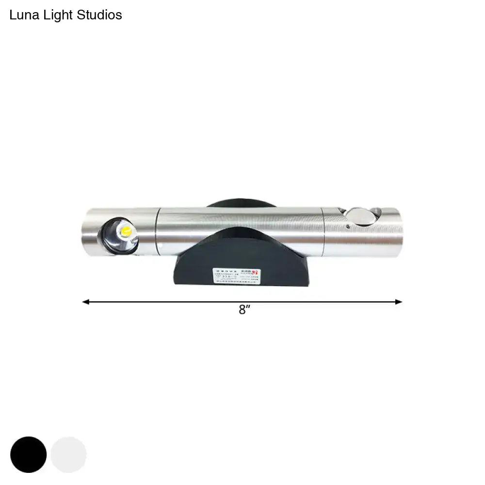 Black LED Tube Fixture by Decorbites, 8-inch metal tube with black mounting cradle for home use on Tampa Home & Garden Store