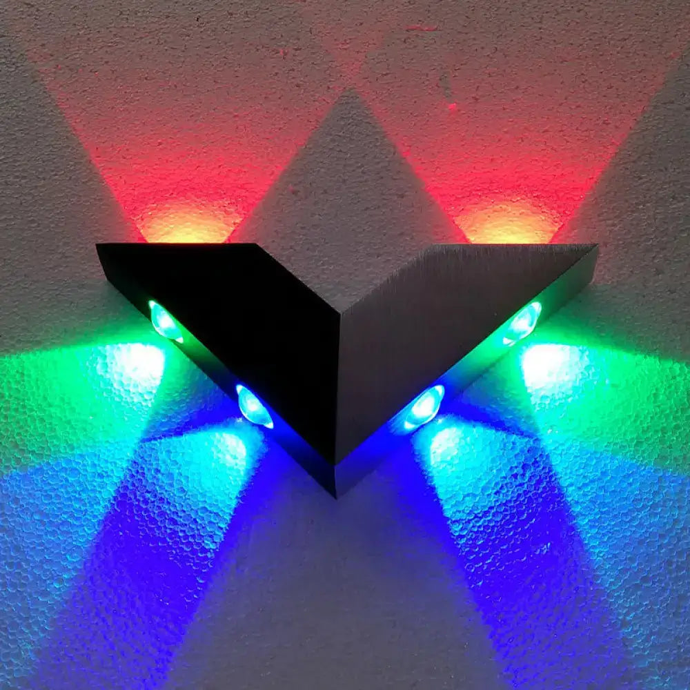 Black metal RGB sconce with angular V design and color-changing LEDs by Decorbites on Tampa Home & Garden Store