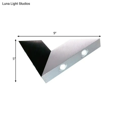 Black metal RGB sconce by Decorbites; angled wall light with two LEDs, 9in long x 5in high on Tampa Home & Garden Store