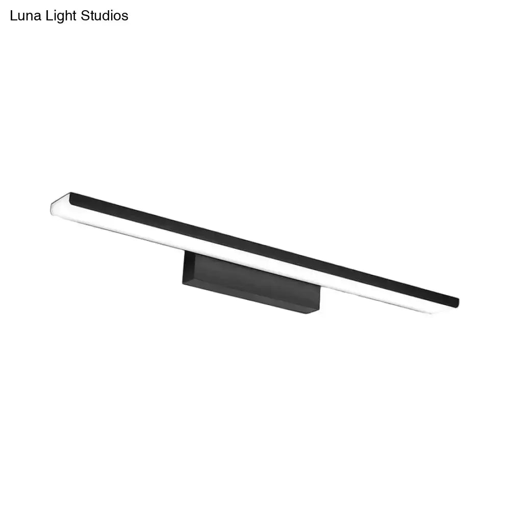 Modern black aluminum bathroom vanity light with a slim rectangular bar and white diffuser on Tampa Home & Garden Store