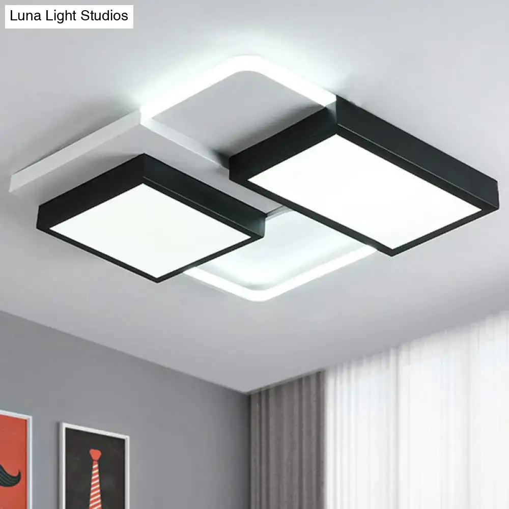 Black Splicing Ceiling Light with rectangular frames and white diffusers, Decorbites flush mount on Tampa Home & Garden Store