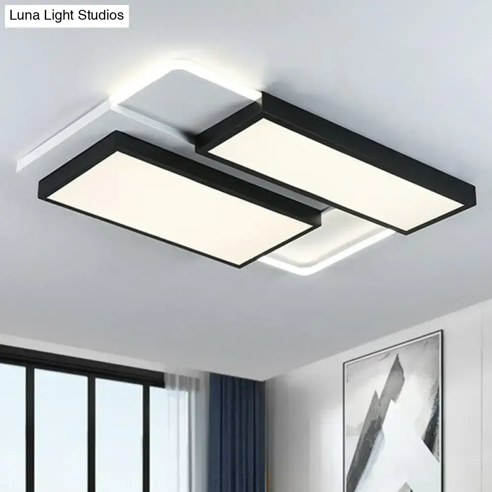 Black Splicing Ceiling Light, black metal dual-rectangular flush-mount LED fixture Decorbites on Tampa Home & Garden Store