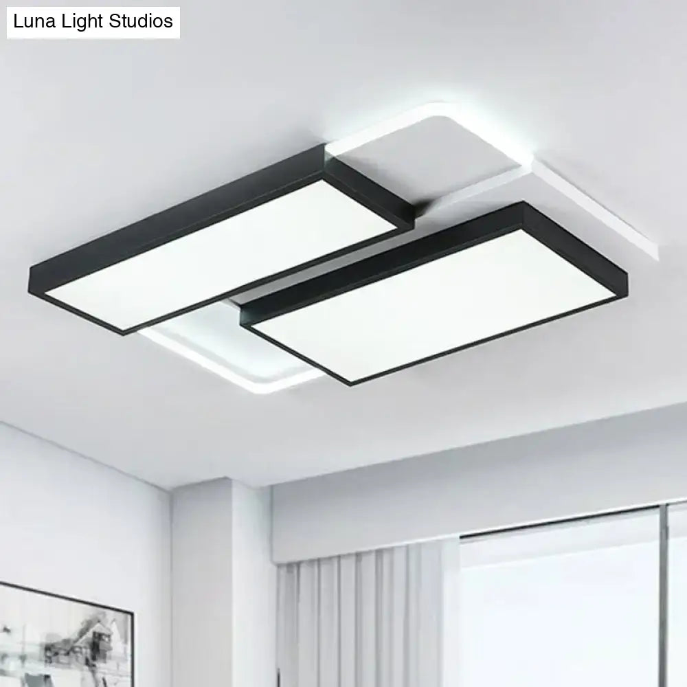 Black splicing ceiling light with two rectangular flush-mount panels and white diffusers on Tampa Home & Garden Store