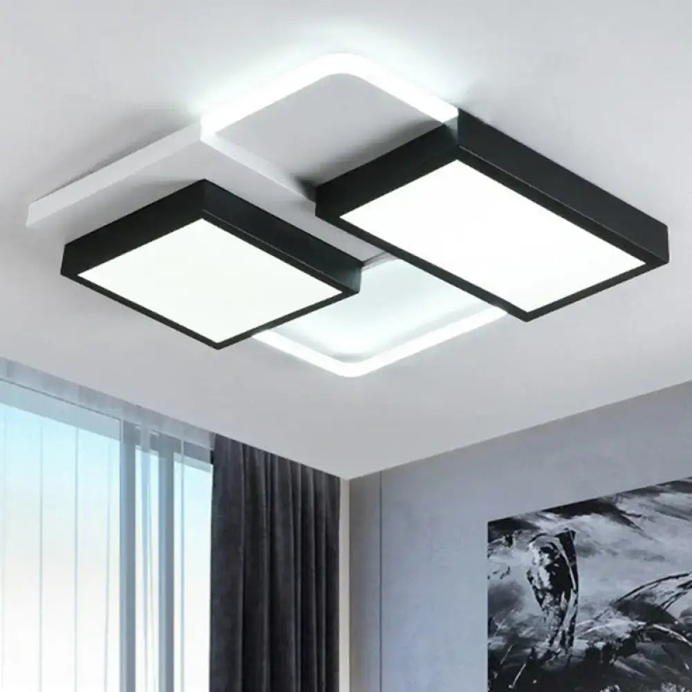 Black splicing ceiling light with two square black-framed panels, Decorbites flush mount on Tampa Home & Garden Store