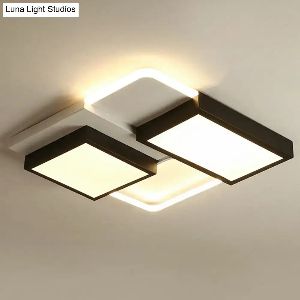 Black splicing ceiling light flush mount with dual square panels Decorbites on Tampa Home & Garden Store