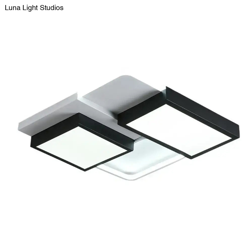 Black Splicing Ceiling Light by Decorbites, dual black frames with frosted glass, flush mount on Tampa Home & Garden Store
