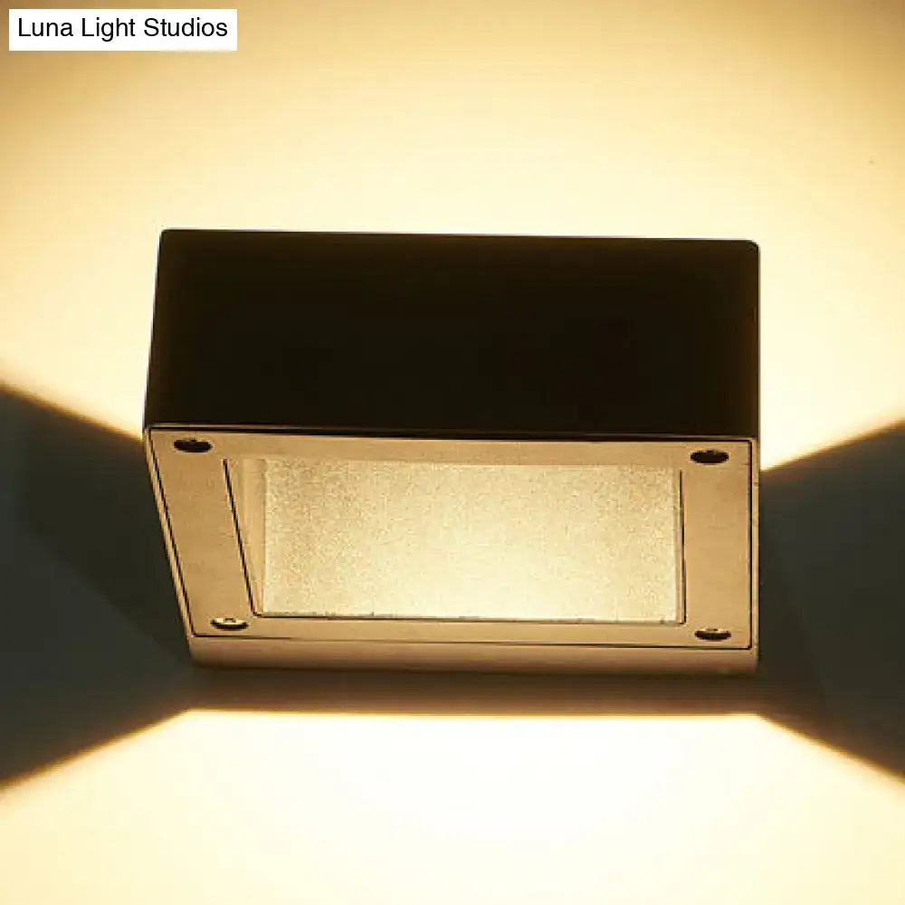 Black Square LED Sconce by Decorbites; black finish, frosted panel, warm up/down lighting on Tampa Home & Garden Store